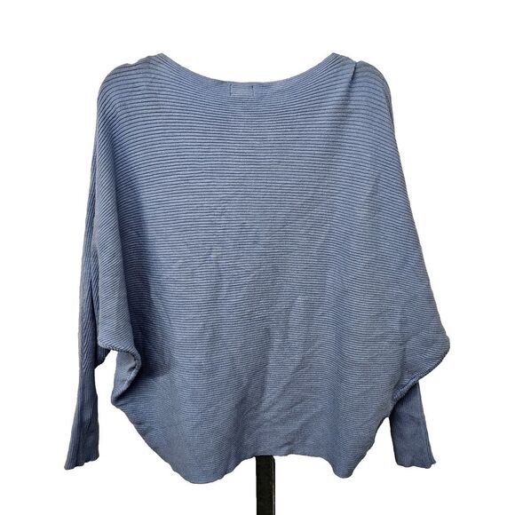 Greige Ribbed Dolman Sweater Womens Size L Side Buttons Long Sleeves Light Blue - Picture 2 of 7